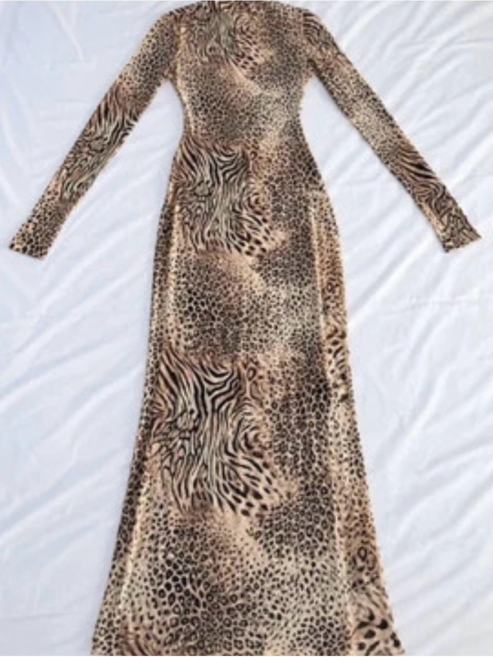 SKIMS Brown Animal-Print Long Sleeve Maxi Dress